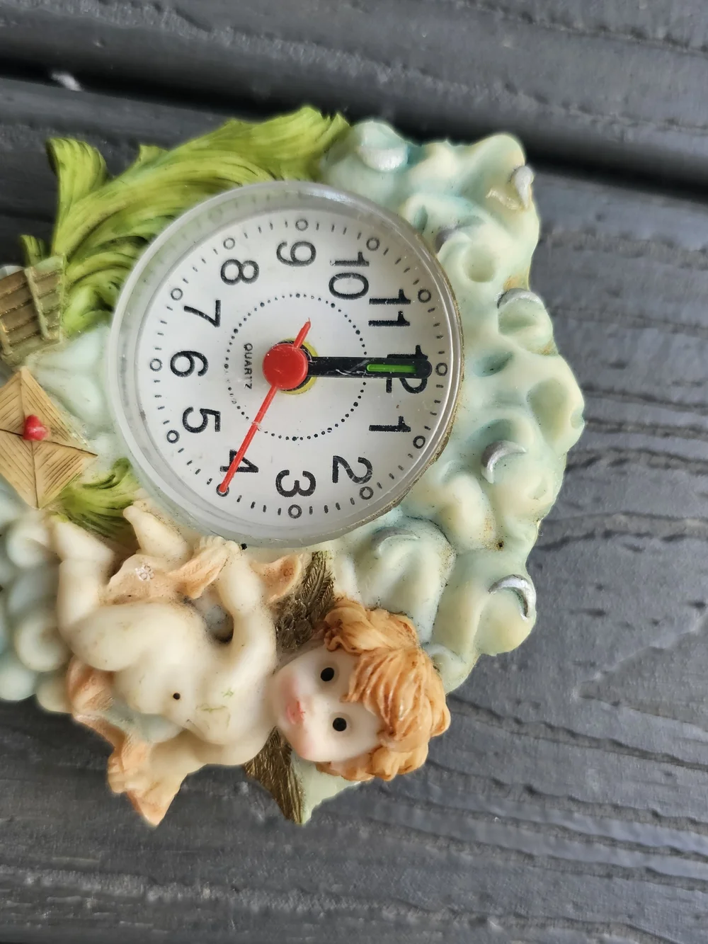 Lot of 5 Vintage 1990s Miniature Cherub / Angel Quartz Desk Clocks